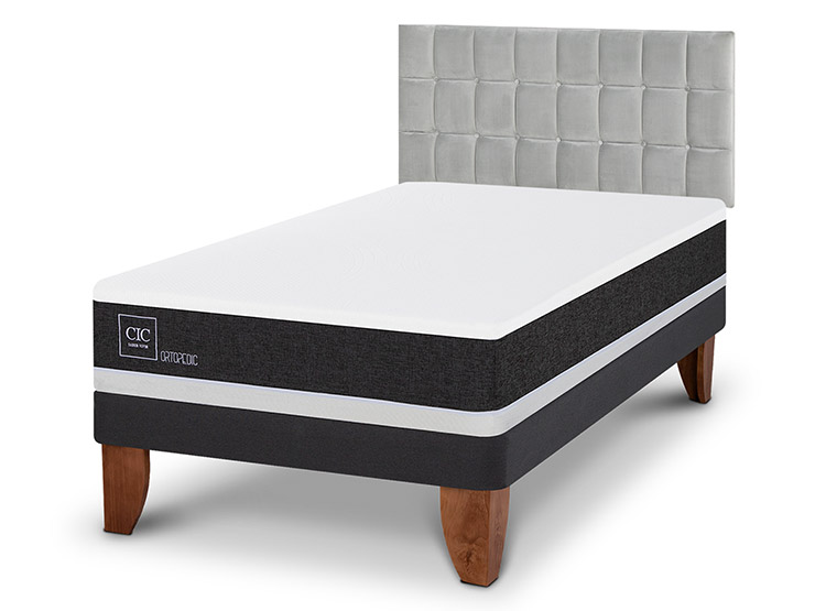 JUEGO DE DORMITORIO CIC CAMA EUROPEA ORTOPEDIC 1.5 PLAZAS + RESPALDO SILE - 2