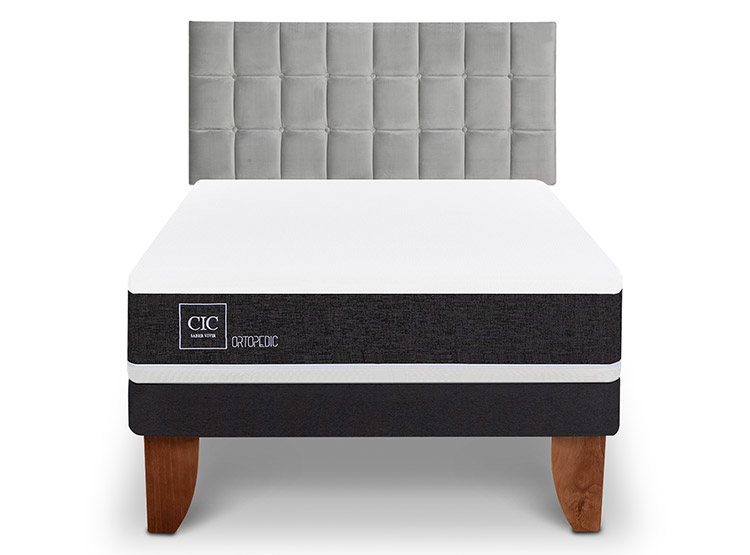 JUEGO DE DORMITORIO CIC CAMA EUROPEA ORTOPEDIC 1.5 PLAZAS + RESPALDO SILE - 1