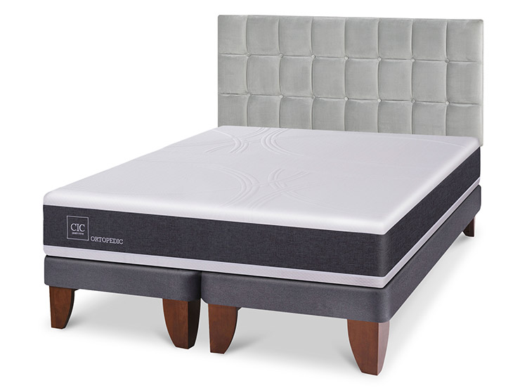 JUEGO DE DORMITORIO CIC CAMA EUROPEA ORTOPEDIC BD 2 PLAZAS + RESPALDO SILE - 2