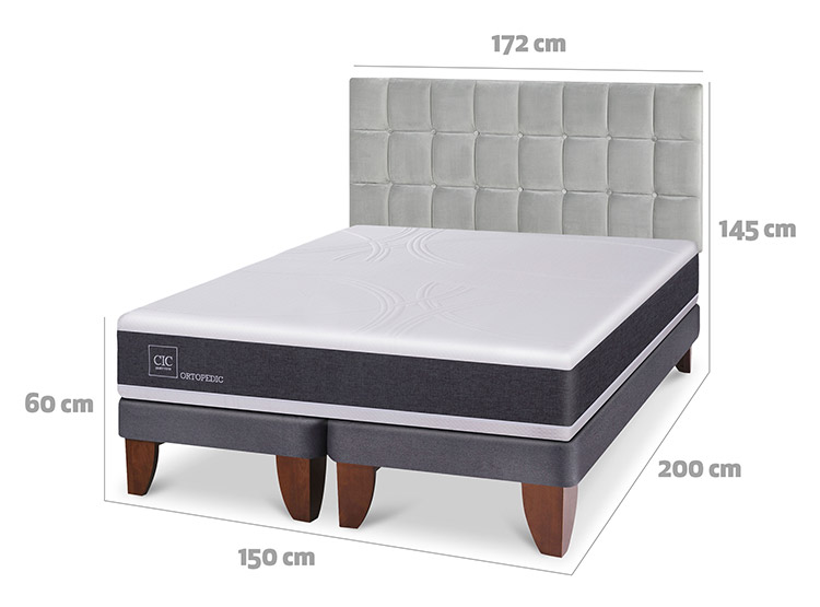 JUEGO DE DORMITORIO CIC CAMA EUROPEA ORTOPEDIC BD 2 PLAZAS + RESPALDO SILE - 3