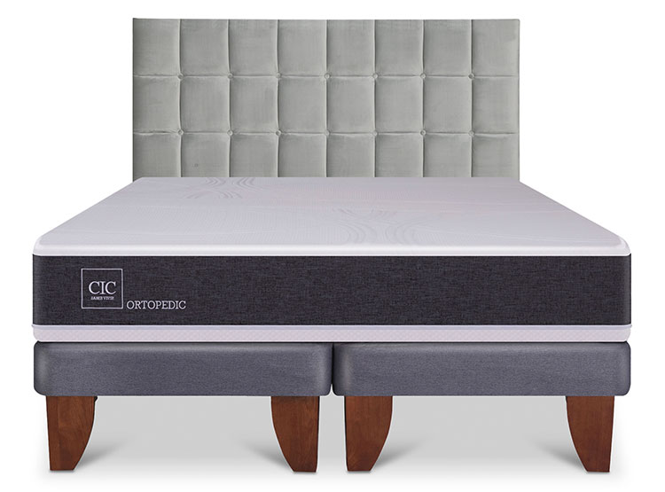 JUEGO DE DORMITORIO CIC CAMA EUROPEA ORTOPEDIC BD 2 PLAZAS + RESPALDO SILE - 1