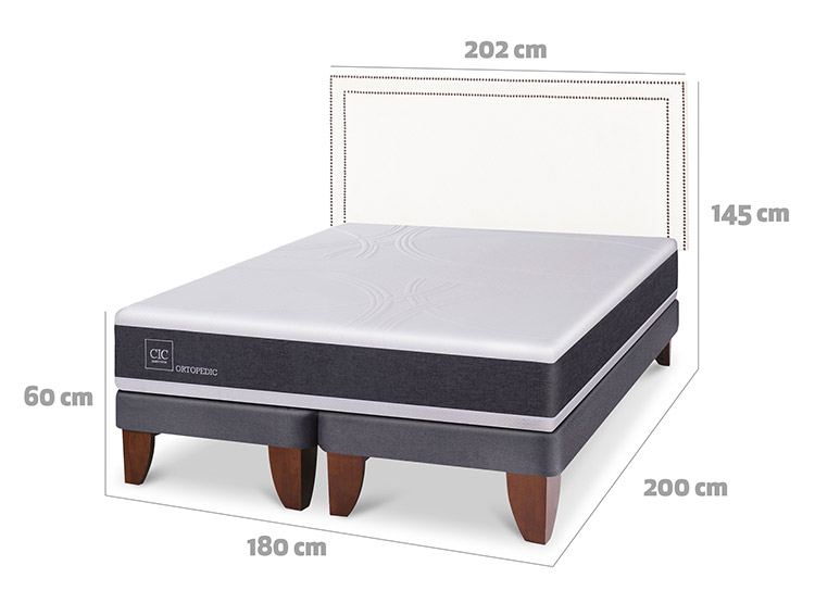 JUEGO DE DORMITORIO CIC CAMA EUROPEA ORTOPEDIC KING + RESPALDO DANUBIO - 3