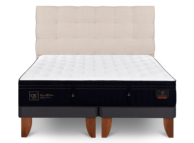 JUEGO DE DORMITORIO CIC CAMA EUROPEA PREMIUM SÚPER KING + RESPALDO EBRO - 1