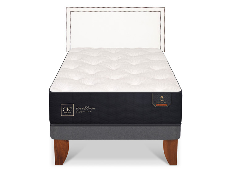 JUEGO DE DORMITORIO CIC CAMA EUROPEA PREMIUM 1.5 PLAZAS + RESPALDO DANUBIO - 1