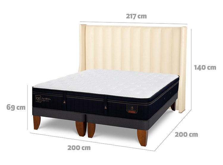 JUEGO DE DORMITORIO CIC CAMA EUROPEA SUPER PREMIUM SÚPER KING + RESPALDO PANARO - 3