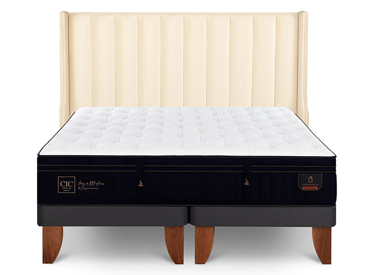 JUEGO DE DORMITORIO CIC CAMA EUROPEA SUPER PREMIUM SÚPER KING + RESPALDO PANARO - 1
