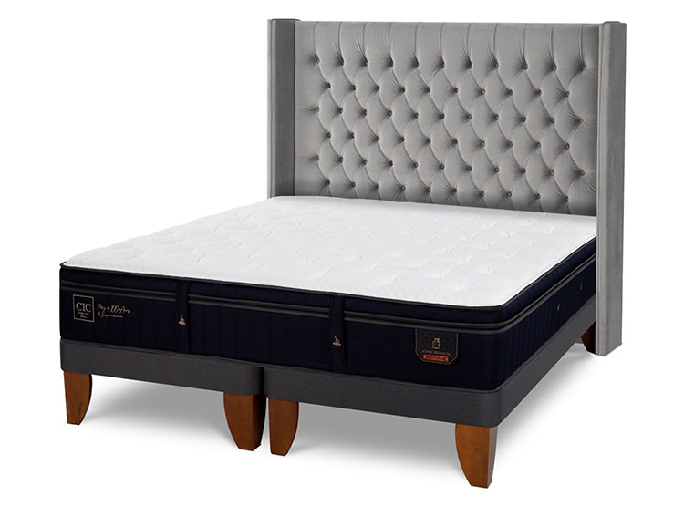 JUEGO DE DORMITORIO CIC CAMA EUROPEA SUPER PREMIUM SÚPER KING + RESPALDO SESIA - 2