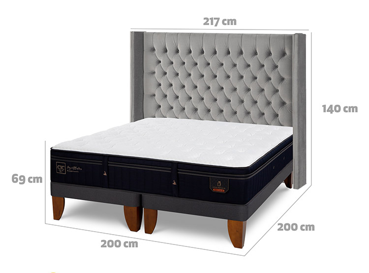 JUEGO DE DORMITORIO CIC CAMA EUROPEA SUPER PREMIUM SÚPER KING + RESPALDO SESIA - 3