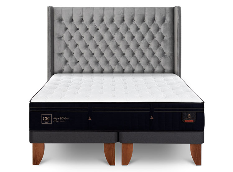 JUEGO DE DORMITORIO CIC CAMA EUROPEA SUPER PREMIUM SÚPER KING + RESPALDO SESIA - 1