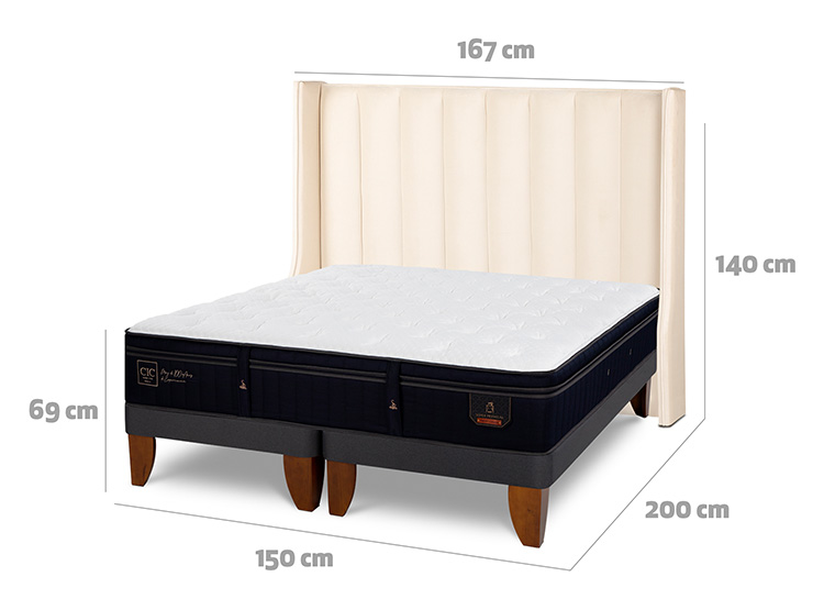 JUEGO DE DORMITORIO CIC CAMA EUROPEA SUPER PREMIUM BD 2 PLAZAS + RESPALDO PANARO - 3