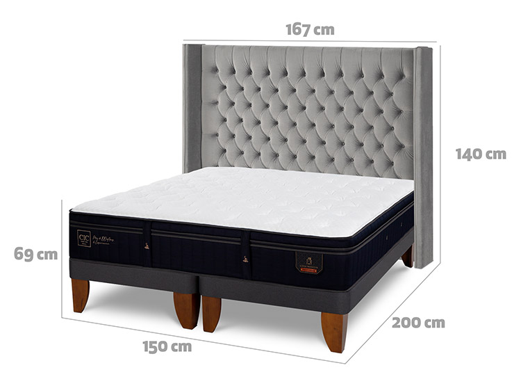 JUEGO DE DORMITORIO CIC CAMA EUROPEA SUPER PREMIUM BD 2 PLAZAS + RESPALDO SESIA - 3