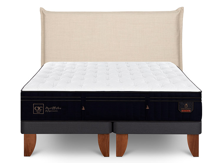 JUEGO DE DORMITORIO CIC CAMA EUROPEA SUPER PREMIUM BD 2 PLAZAS + RESPALDO TIBER - 1