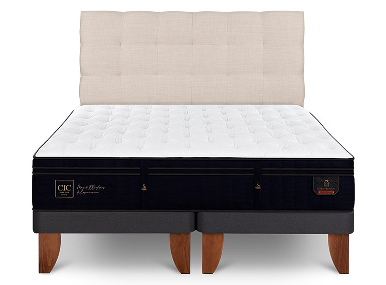 JUEGO DE DORMITORIO CIC CAMA EUROPEA SUPER PREMIUM BD 2 PLAZAS + RESPALDO EBRO - 1