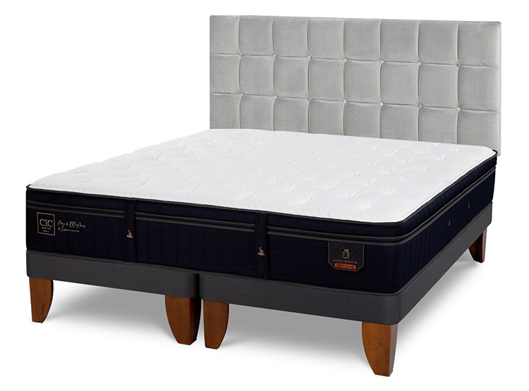 JUEGO DE DORMITORIO CIC CAMA EUROPEA SUPER PREMIUM BD 2 PLAZAS + RESPALDO SILE - 2