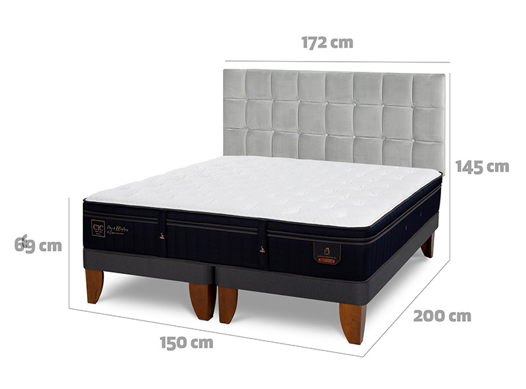 JUEGO DE DORMITORIO CIC CAMA EUROPEA SUPER PREMIUM BD 2 PLAZAS + RESPALDO SILE - 3