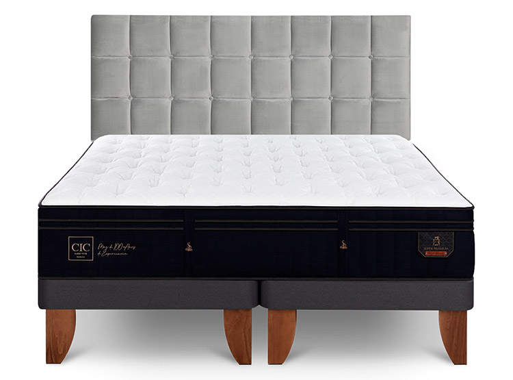 JUEGO DE DORMITORIO CIC CAMA EUROPEA SUPER PREMIUM BD 2 PLAZAS + RESPALDO SILE - 1