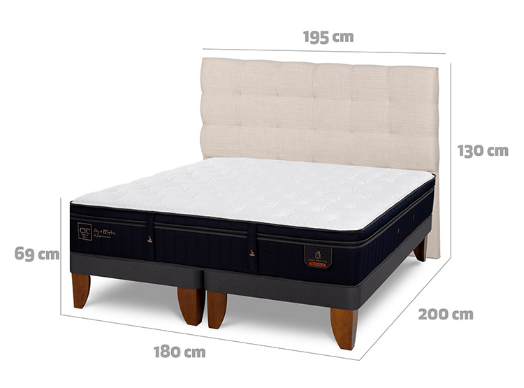 JUEGO DE DORMITORIO CIC CAMA EUROPEA SUPER PREMIUM KING + RESPALDO EBRO - 3