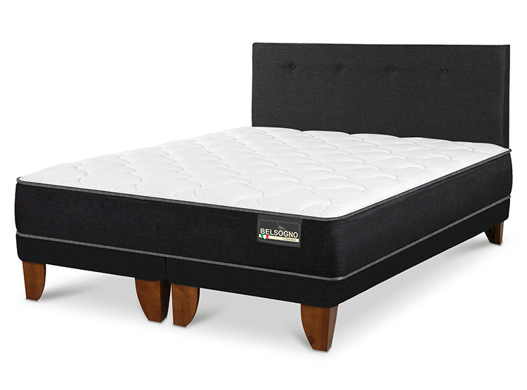 JUEGO DE DORMITORIO BELSOGNO CAMA EUROPEA PLUS BD 2 PLAZAS + RESPALDO BLACK - 2