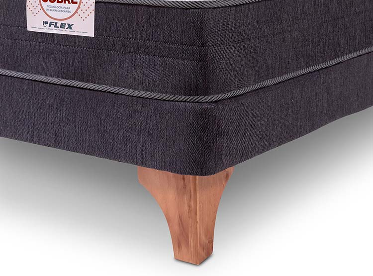 JUEGO DE DORMITORIO FLEX CAMA EUROPEA NÓRDICA COBRE 1.5 PLAZAS + RESPALDO ROYAL NEGRO - 3