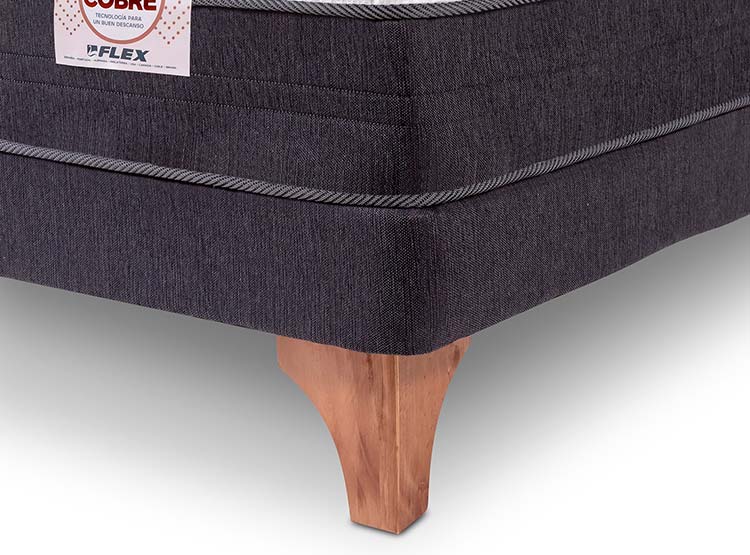JUEGO DE DORMITORIO FLEX CAMA EUROPEA NÓRDICA COBRE 2 PLAZAS + RESPALDO ROYAL NEGRO - 3