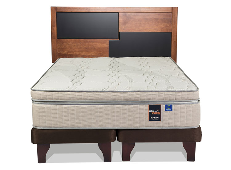 JUEGO DE DORMITORIO FLEX CAMA EUROPEA MAX COBRE MAXIMO BD BOX 2 PLAZAS CHOCOLATE + RESPALDO COLONIA - 2