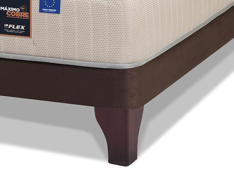 JUEGO DE DORMITORIO FLEX CAMA EUROPEA MAX COBRE MAXIMO BD BOX 2 PLAZAS CHOCOLATE + RESPALDO COLONIA - 3