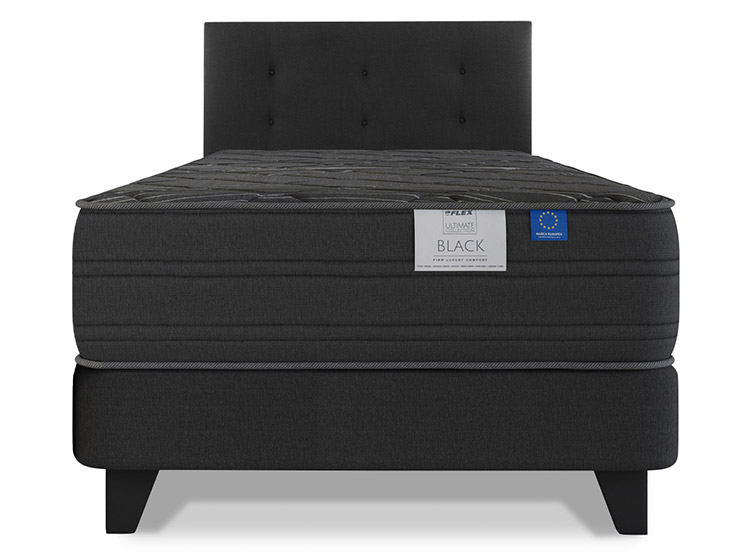 JUEGO DE DORMITORIO FLEX CAMA EUROPEA BLACK 1.5 PLAZAS + RESPALDO ROYAL NEGRO - 1