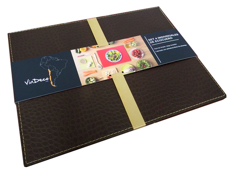 SET 4 INDIVIDUALES CLASSIC COCODRILO CAFÉ - 1