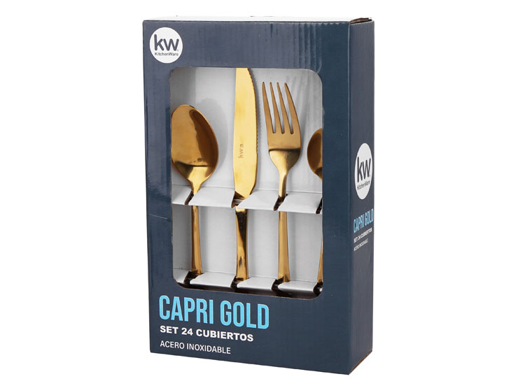 SET DE CUBIERTOS KITCHENWARE CAPRI GOLD X24