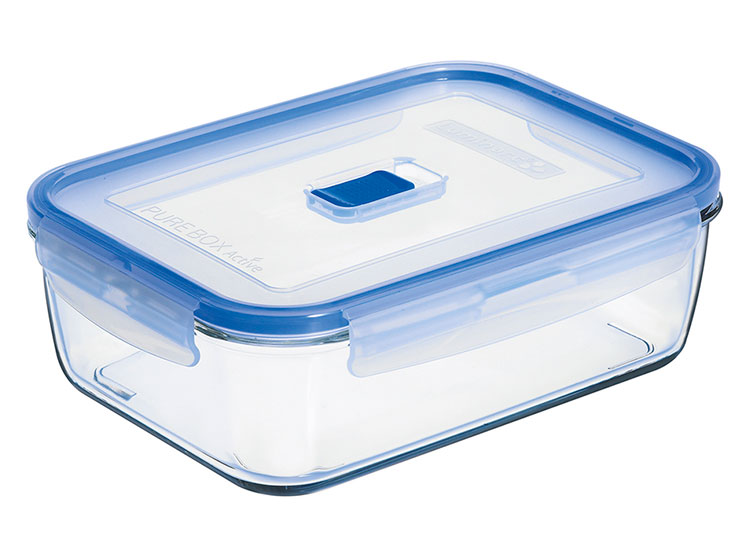 Luminarc Easy Box - Rechteckiger Glasbehälter 122 Cl Mit Blauem Deckel, Luftdicht & Mikrowellengeeignet