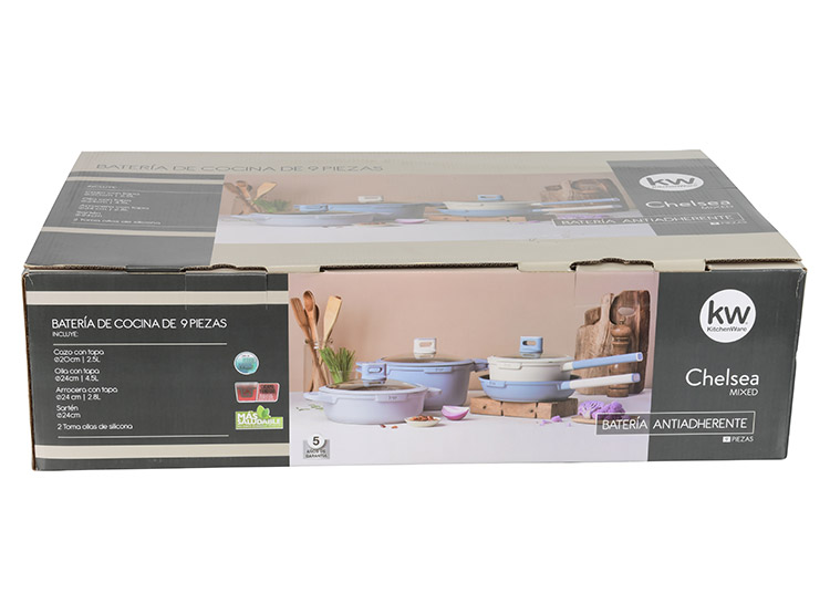 BATERÍA DE COCINA KITCHENWARE CHELSEA MIXED MULTICOLOR 9 PIEZAS - 7