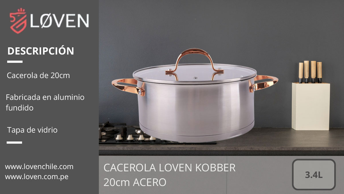 CACEROLA LOVEN KOBBER 20 CM ACERO 3.4 L