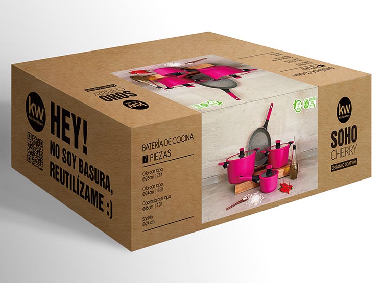 BATERÍA DE COCINA KITCHENWARE SOHO CHERRY FUCSIA 7 PIEZAS - 2