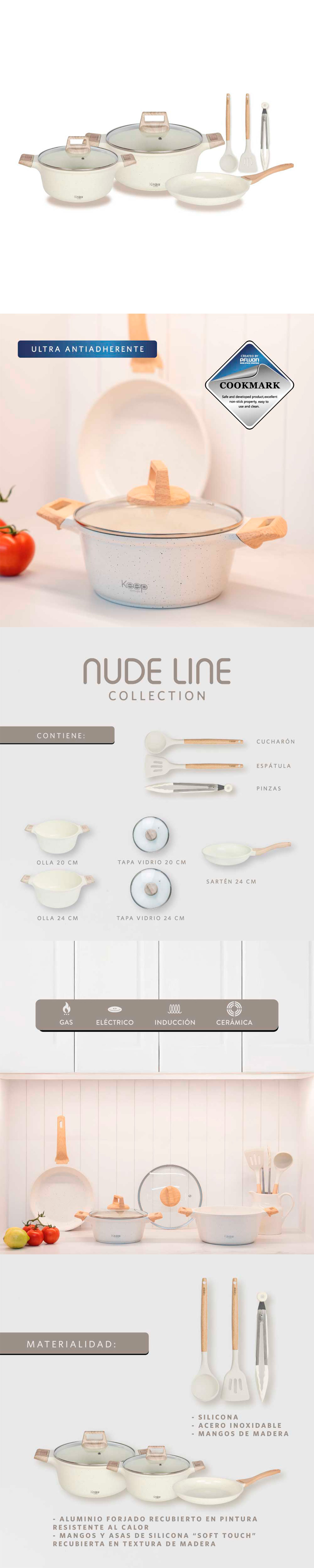 BATERÍA DE COCINA KEEP NUDE 8PZS