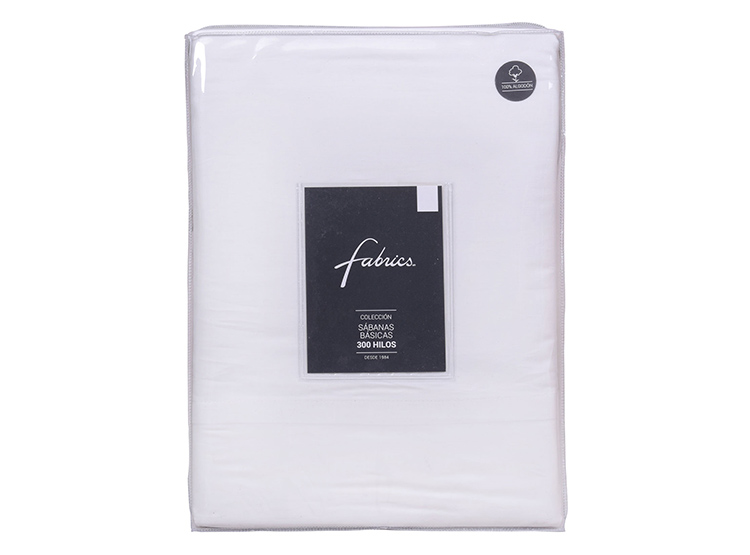 JUEGO DE SÁBANAS FABRICS 2 PLAZAS 300 HILOS ALGODÓN CRUDO LISO - 3
