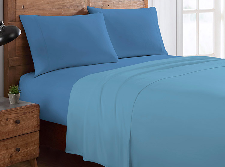 JUEGO DE SABANAS ANDES POLAR BICOLOR AZUL 1.5 PL - 1
