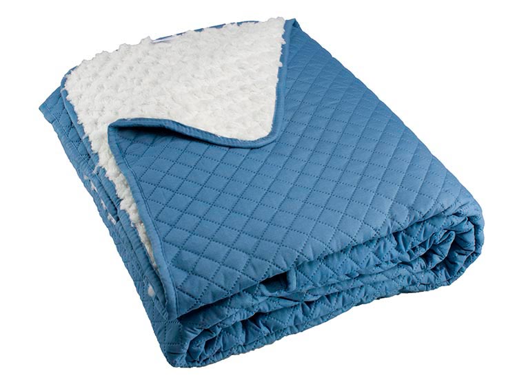 QUILT ANDES SHERPA LISO AZUL KING - 2
