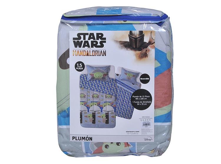 PLUMÓN DISNEY STARS WARS MANDALORIAN BLUE 1.5 PLAZAS CELESTE ESTAMPADO - 4