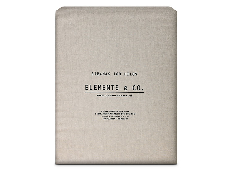 JUEGO DE SÁBANAS ELEMENTS & CO 1.5 PLAZAS 180 HILOS TAUPE LISO - 4