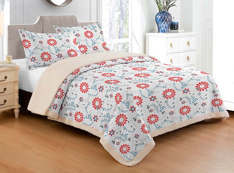 CUBRECAMA QUILT ILLUSIONS 2 PLAZAS CELESTE SHERPA GOVERLA - 1