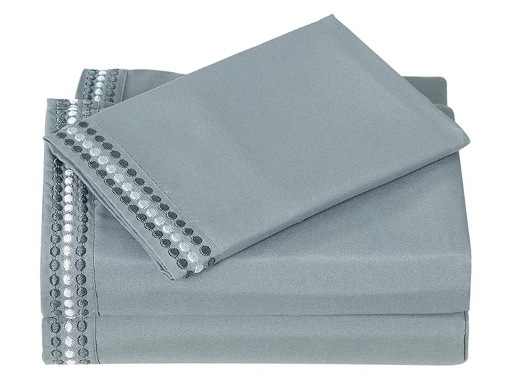 JUEGO DE SÁBANAS ILLUSIONS 1.5 PLAZAS GRIS BORDADO - 3