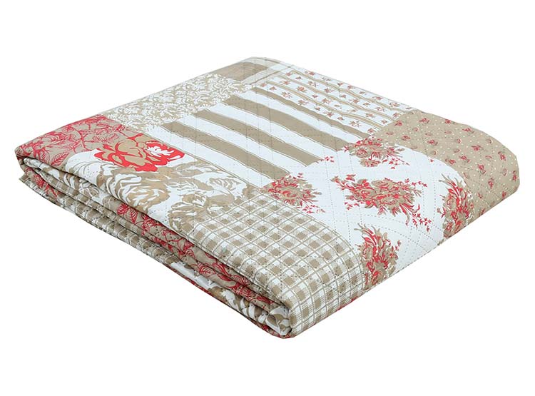 CUBRECAMA QUILT ANDES 2 PLAZAS TERRACOTA ESTAMPADO PATCHWORK TERRA - 2
