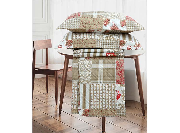 CUBRECAMA QUILT ANDES 2 PLAZAS TERRACOTA ESTAMPADO PATCHWORK TERRA - 3