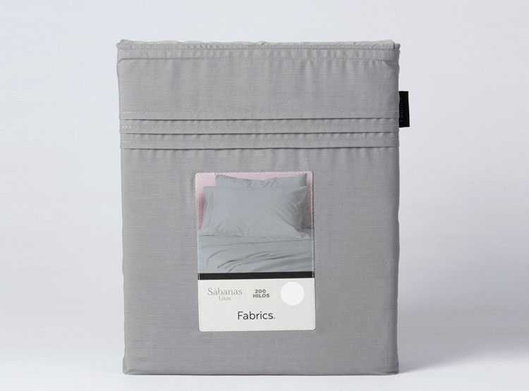 JUEGO DE SÁBANAS FABRICS ANTONIETA VISON 2 PLAZAS 200 HILOS GRIS LISO - 3
