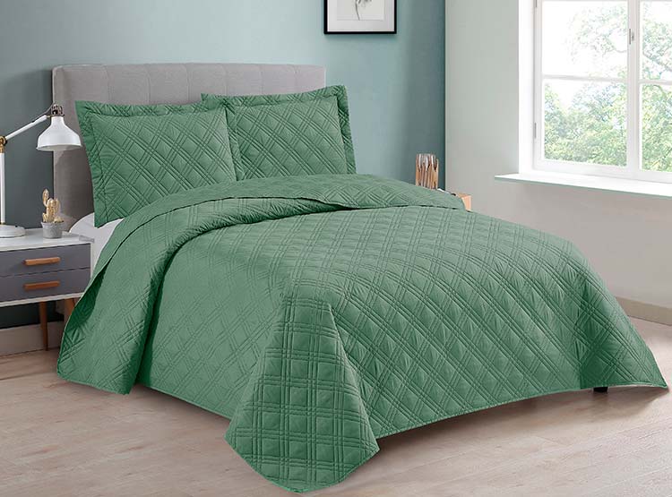 CUBRECAMA QUILT ANDES 1.5 PLAZAS VERDE LISO
