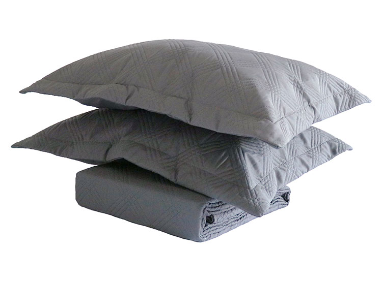 CUBRECAMA QUILT ANDES 2 PLAZAS GRIS AZULADO LISO MARENGO - 2