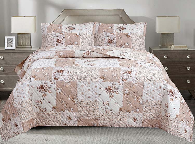 QUILT ANDES ESTAMPADO PATCHWORK BEIGE 1.5 PL