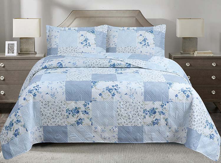 QUILT ANDES ESTAMPADO PATCHWORK CELESTE 1.5 PL