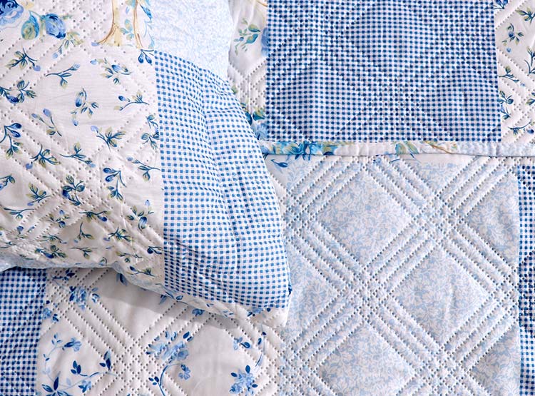 QUILT ANDES ESTAMPADO PATCHWORK CELESTE 2 PL - 3