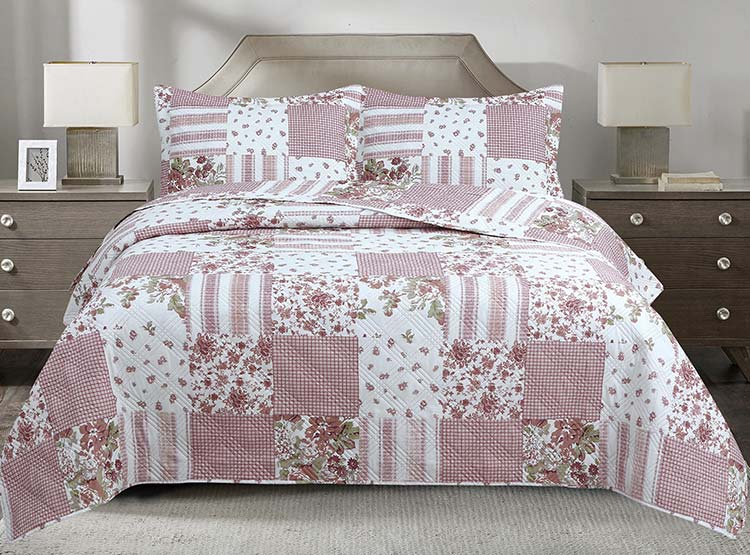 QUILT ANDES ESTAMPADO PATCHWORK ROSADO 2 PL